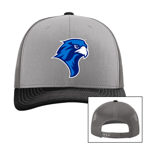  Richardson Grey/Charcoal/Black Trucker Hat - Albertus Magnus Falcon Head