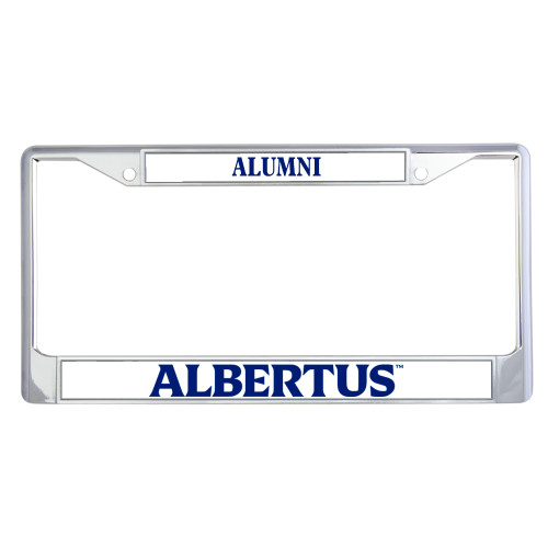  Alumni Metal License Plate Frame in Chrome - Albertus Magnus Wordmark