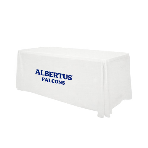  White 6 foot Table Throw - Albertus Magnus Falcons Wordmark