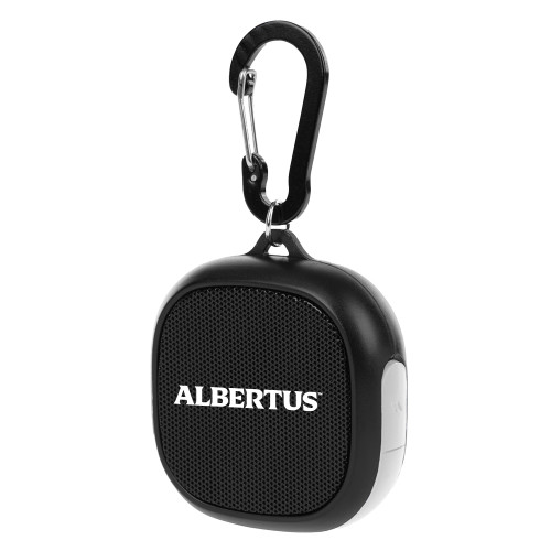  Black/White Waterproof Speaker w/ Carabiner - Albertus Magnus Wordmark