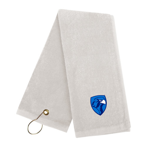  White Golf Towel - Albertus Magnus Falcon Shield