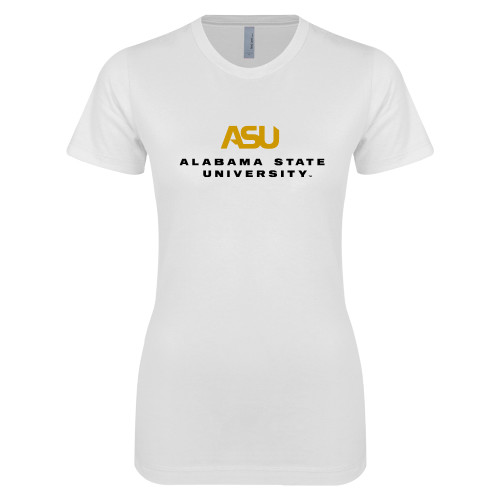  Next Level Womens White Boyfriend Tee - ASU Alabama State University