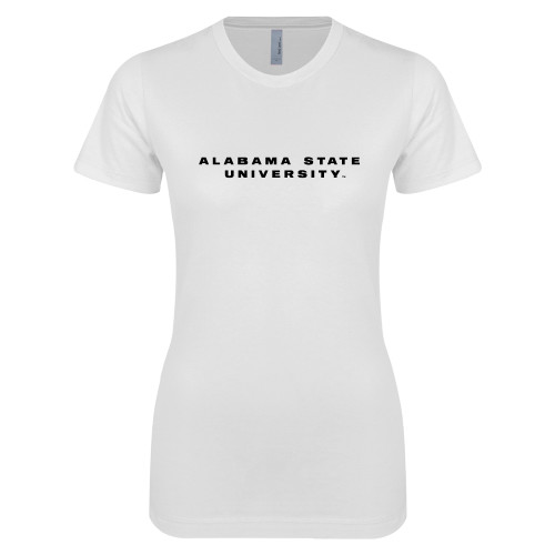 Next Level Womens White Boyfriend Tee - Alabama State University