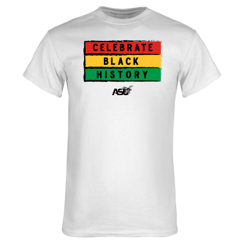  White T Shirt - Black History Month Stacked ASU
