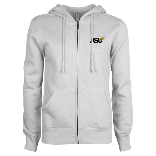  ENZA Womens White Fleece Full Zip Hoodie - Official Logo