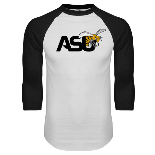  White/Black Raglan Baseball T Shirt - Official Logo