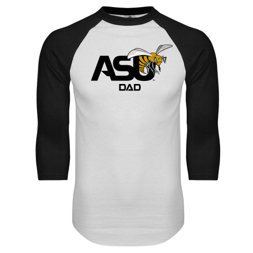  White/Black Raglan Baseball T Shirt - Dad