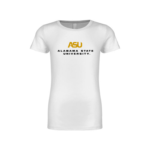  Next Level Girls White Fashion Fit T Shirt - ASU Alabama State University