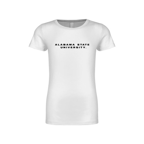  Next Level Girls White Fashion Fit T Shirt - Alabama State University
