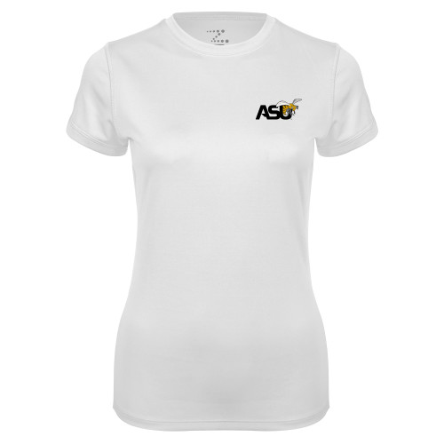  Womens White Performance Tee - Official Logo