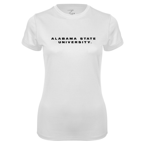  Womens White Performance Tee - Alabama State University