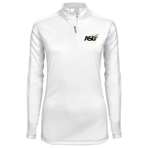  Syntrel Womens White Interlock 1/4 Zip - Official Logo