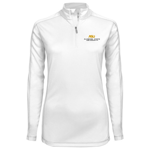  Syntrel Womens White Interlock 1/4 Zip - ASU Alabama State University