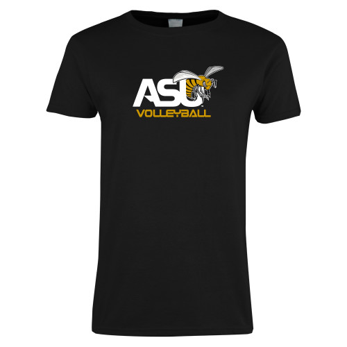  Womens Black Short Sleeve Tee - Volleyball