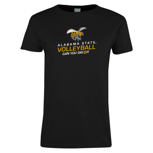  Womens Black Short Sleeve Tee - Volleyball