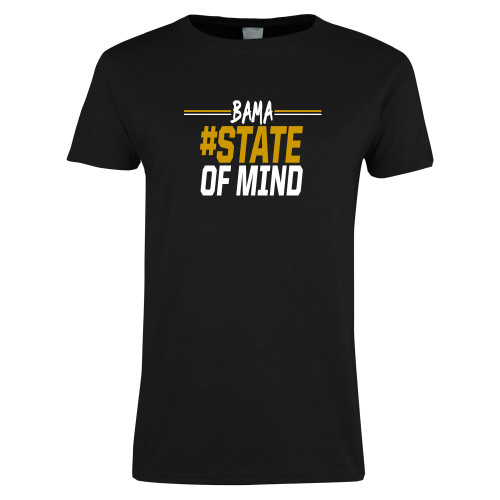  Womens Black Short Sleeve Tee - Bama State of Mind