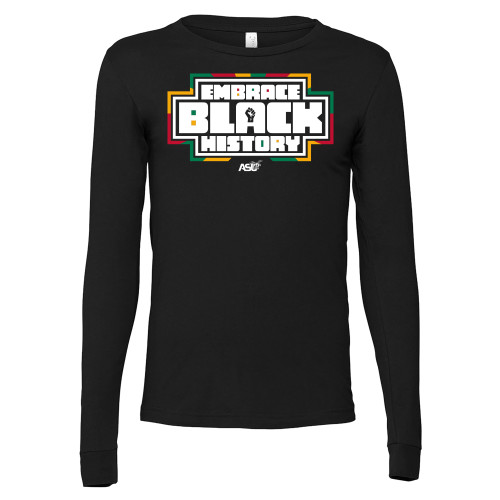  Bella + Canvas Black Jersey Cotton Long Sleeve T Shirt - HBCU Graphic