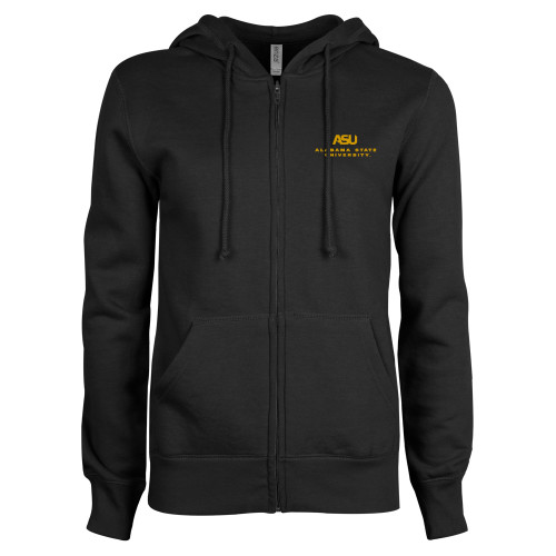  ENZA Womens Black Fleece Full Zip Hoodie - ASU Alabama State University