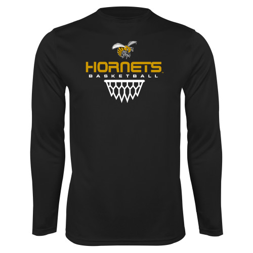  Black Performance Long Sleeve Shirt - Basketball Geometric Net