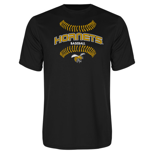  Black Performance Tee - Baseball Seams