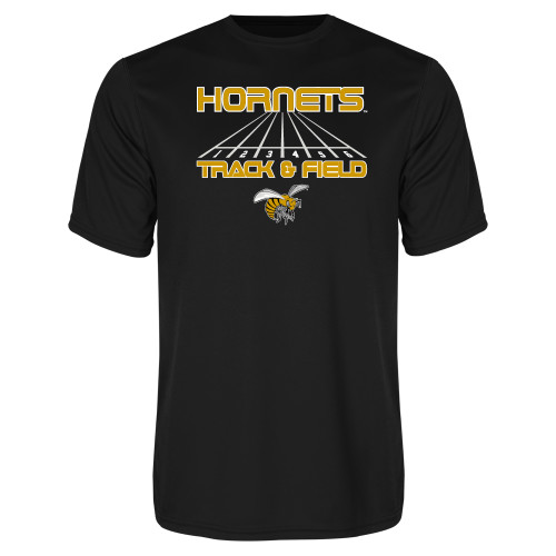  Black Performance Tee - Track and Field Lanes
