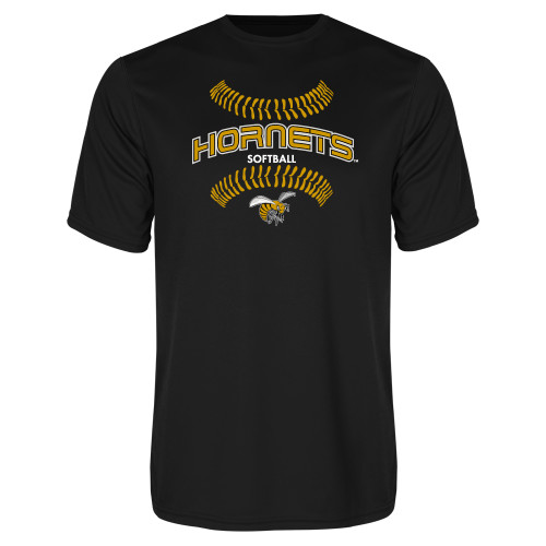  Black Performance Tee - Softball Seams