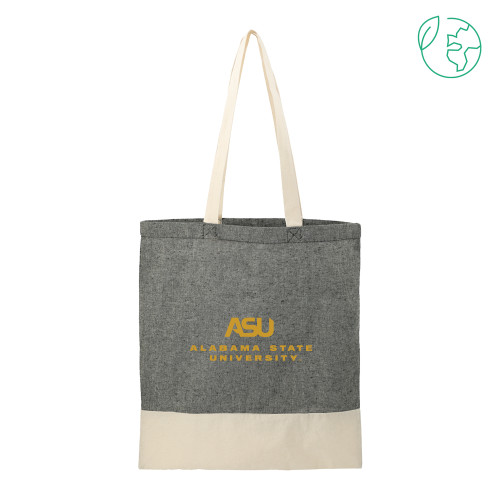  Split Recycled Black Cotton Twill Convention Tote - ASU Alabama State University