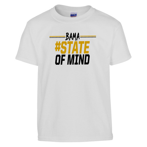  Youth White T Shirt - Bama State of Mind