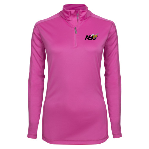  Syntrel Womens Raspberry Interlock 1/4 Zip - Official Logo