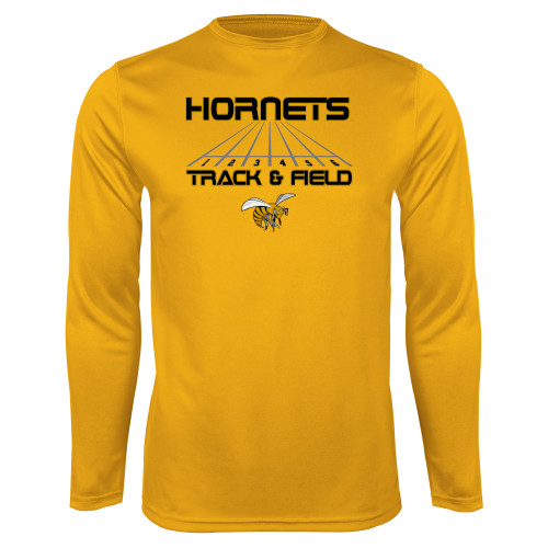  Gold Performance Long Sleeve Shirt - Track and Field Lanes