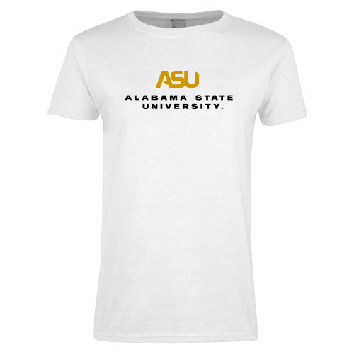  Womens White Short Sleeve Tee - ASU Alabama State University