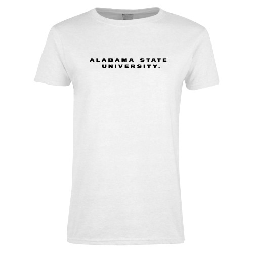  Womens White Short Sleeve Tee - Alabama State University