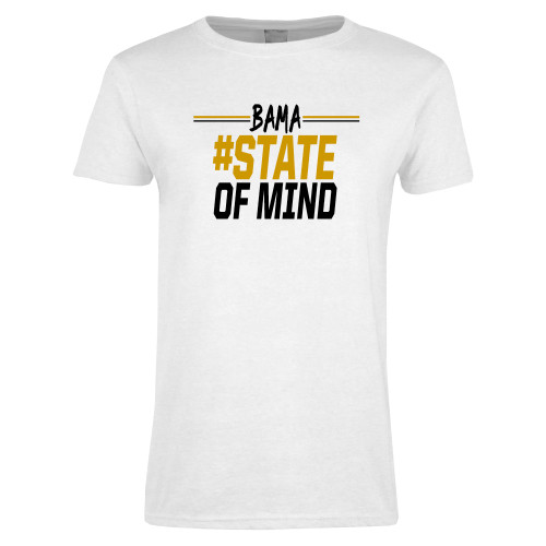  Womens White Short Sleeve Tee - Bama State of Mind
