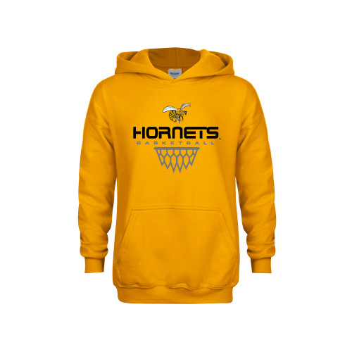  Youth Gold Fleece Hoodie - Basketball Geometric Net