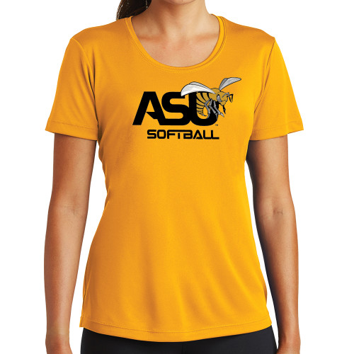  Womens Gold Performance Short Sleeve Tee - Softball