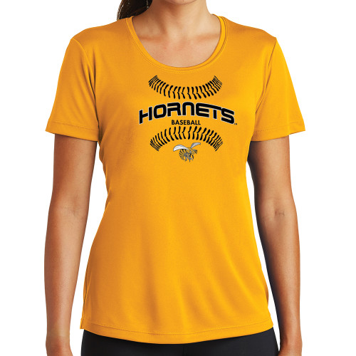  Womens Gold Performance Short Sleeve Tee - Baseball Seams
