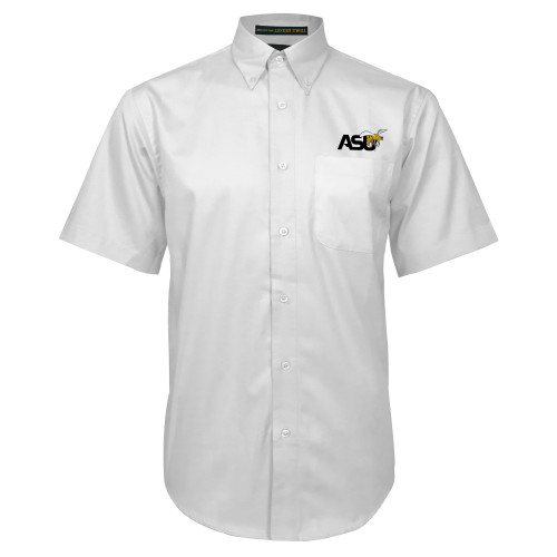  White Twill Button Down Short Sleeve - Official Logo