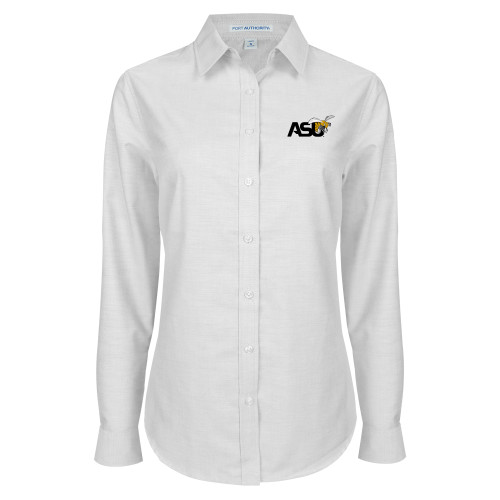  Womens White Oxford Shirt - Official Logo