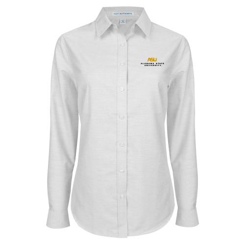  Womens White Oxford Shirt - ASU Alabama State University