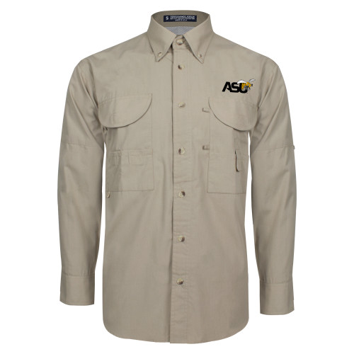  Khaki Fishing Shirt Performance Long Sleeve - Official Logo