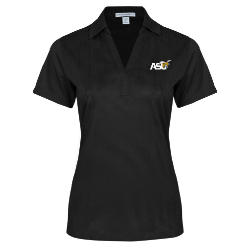  Womens Black Performance Fine Jacquard Polo - Official Logo