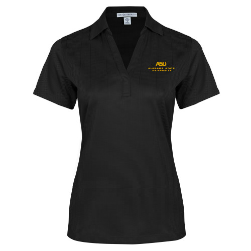 Womens Black Performance Fine Jacquard Polo - ASU Alabama State University