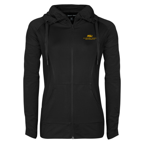  Womens Black Sport Wick Stretch Full Zip Jacket - ASU Alabama State University