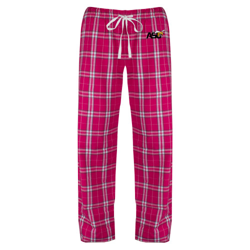  Womens Dark Fuchsia/White Flannel Pajama Pant - Official Logo