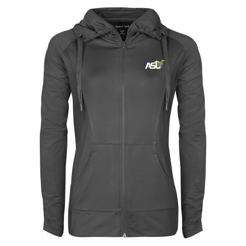 Womens Charcoal Sport Wick Stretch Full Zip Jacket - Official Logo