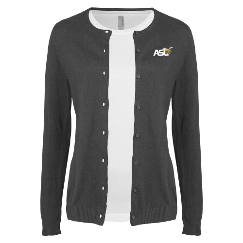  Womens Charcoal Cardigan Sweater - Official Logo