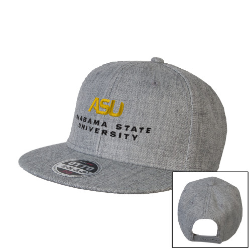  Heather Grey Wool Blend Flat Bill Snapback Hat - ASU Alabama State University