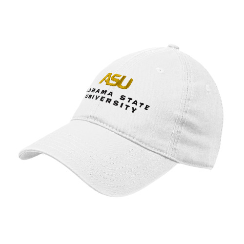  White Unstructured Adjustable Low Profile Hat - ASU Alabama State University