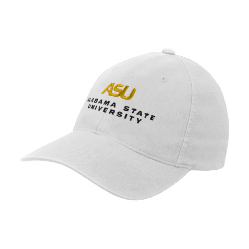  White Flexfit Structured Low Profile Hat - ASU Alabama State University