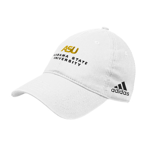  Adidas White Adjustable Washed Slouch Hat - ASU Alabama State University